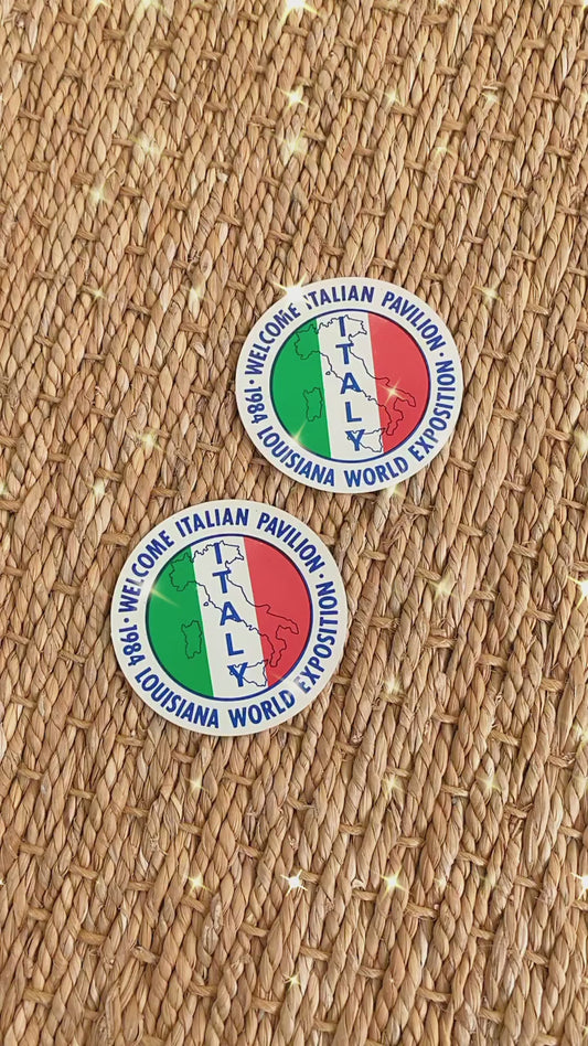Italian Pavilion Welcome Sticker ~ 1984 Louisiana World Exposition, New Orleans