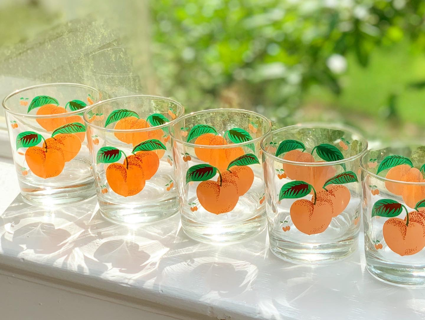 Vintage Mid-Century Anchor Hocking Orange Juice Glasses and