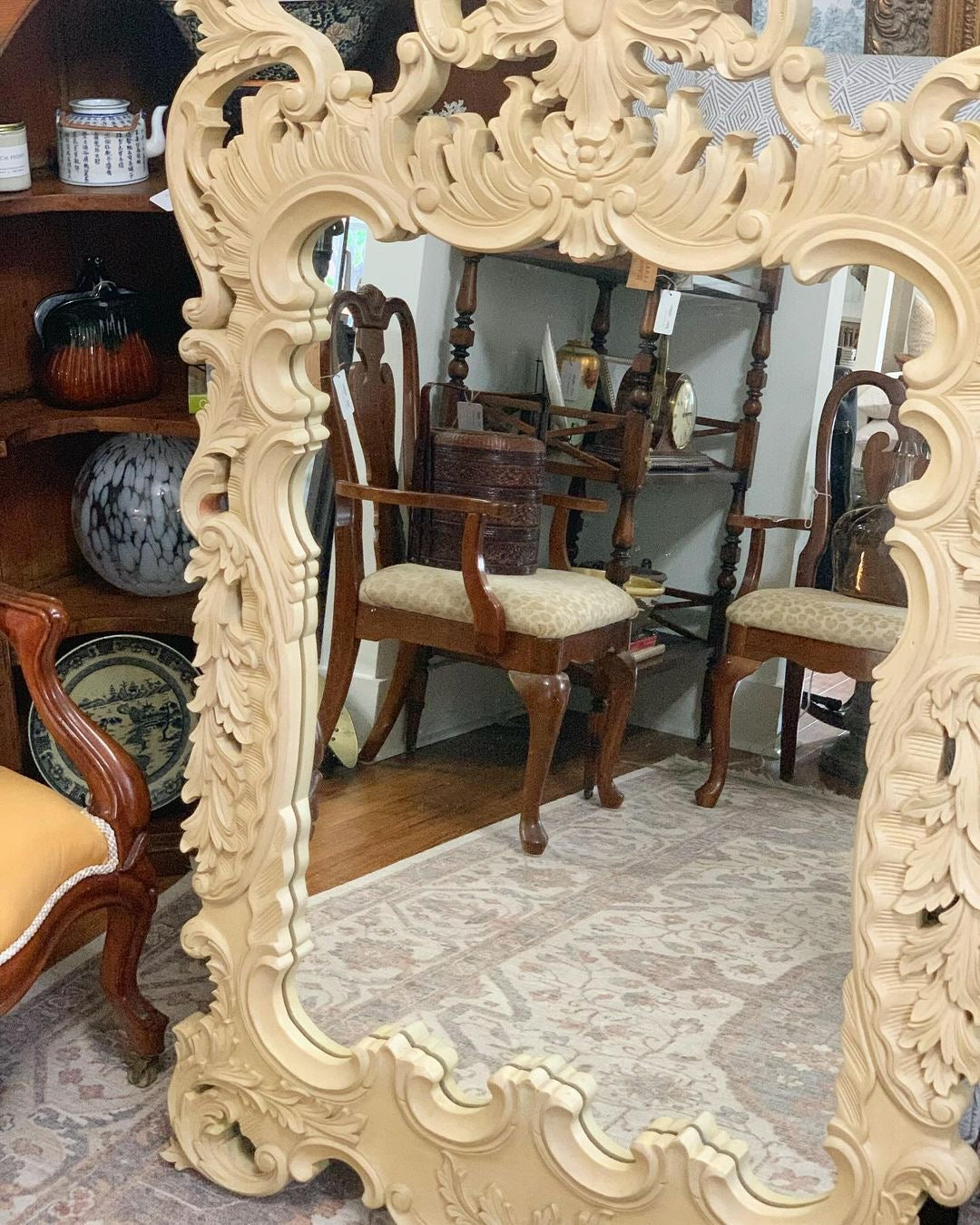 French Rococo-Style Wood Mirror (1980)