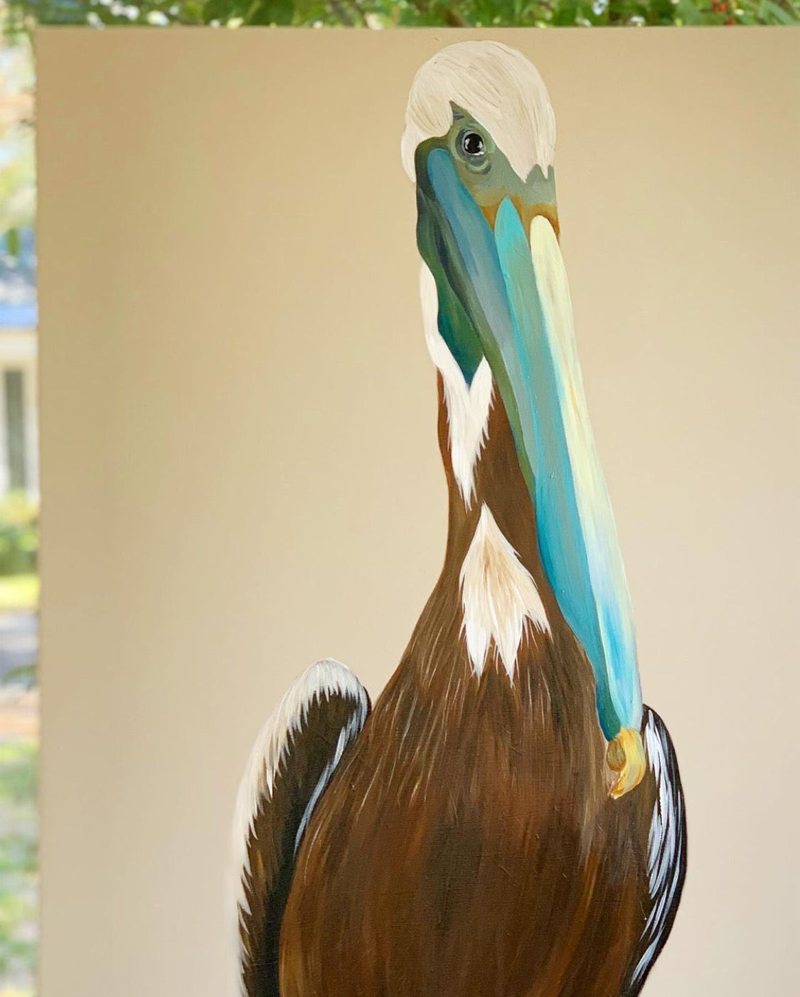 Extra-Large Blue Pelican Painting