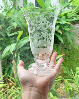 Clear Floral Etched Goblets (1940)