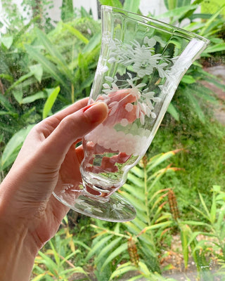 Clear Floral Etched Goblets (1940)