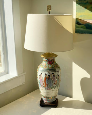 Butterfly Famille Rose Chinoiserie Lamp