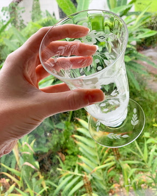 Clear Floral Etched Goblets (1940)