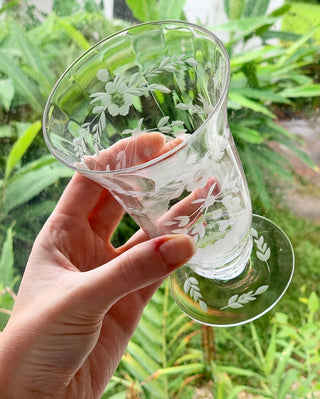 Clear Floral Etched Goblets (1940)