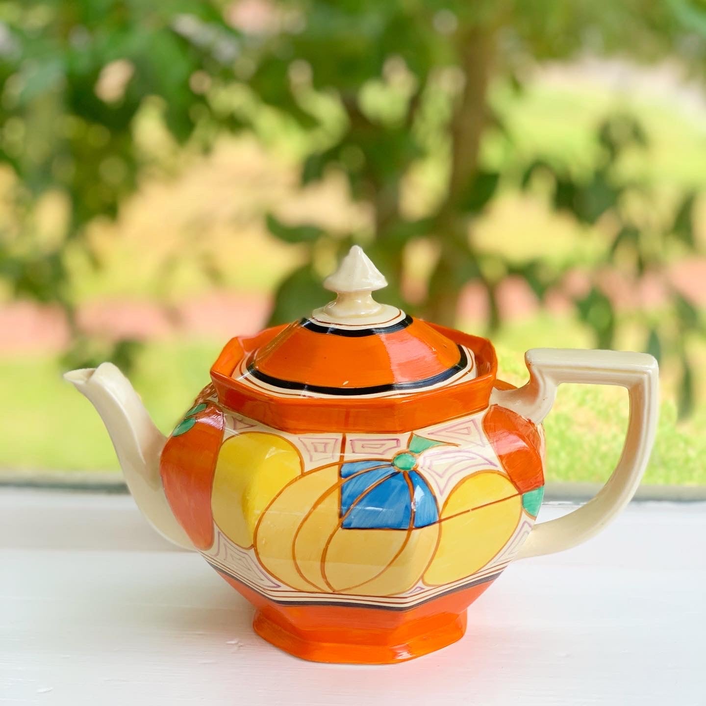 Picasso Melon Athens-Shaped Teapot by Clarice Cliff