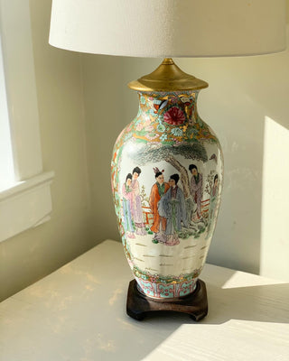 Butterfly Famille Rose Chinoiserie Lamp