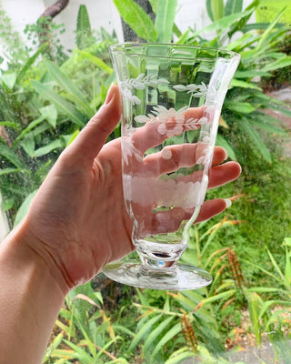 Clear Floral Etched Goblets (1940)