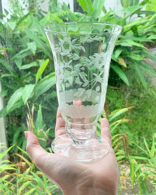 Clear Floral Etched Goblets (1940)