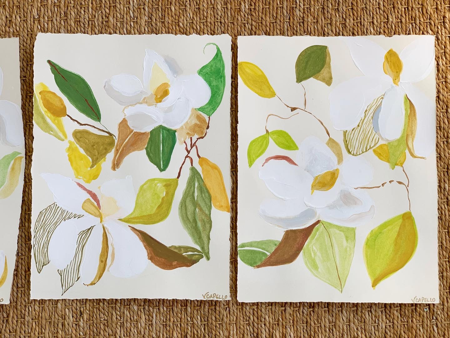 “Magnolia Mixed Media Original Art, Series B” by Victoria C. Designs