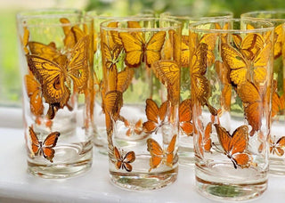 22kt Orange Butterfly Highball Glasses (1970)