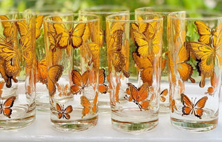 22kt Orange Butterfly Highball Glasses (1970)