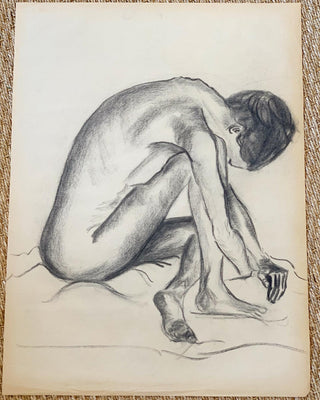 "Crouching Female Nude Study #4" by Curtis