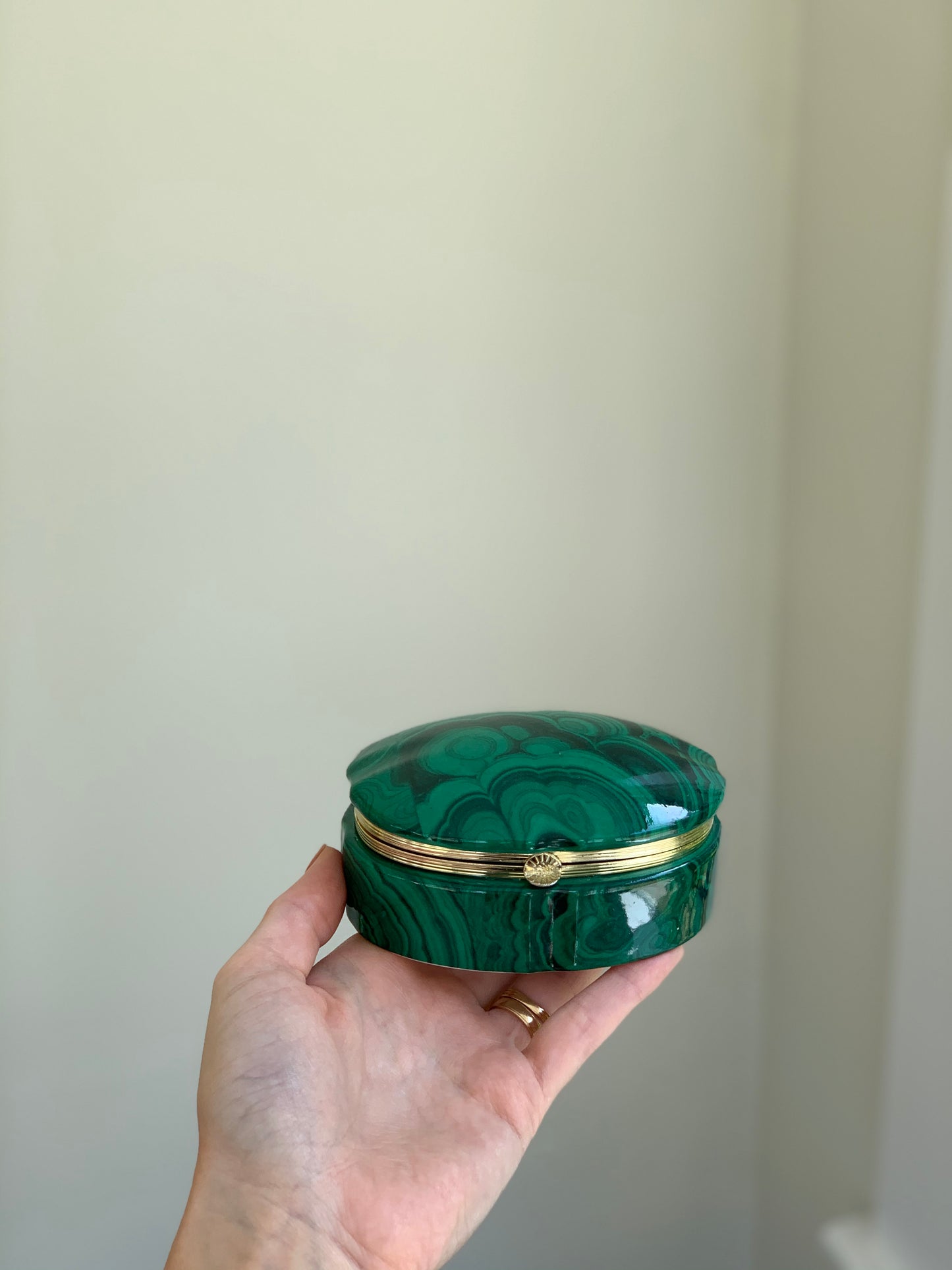 Oval Malachite Trinket Box