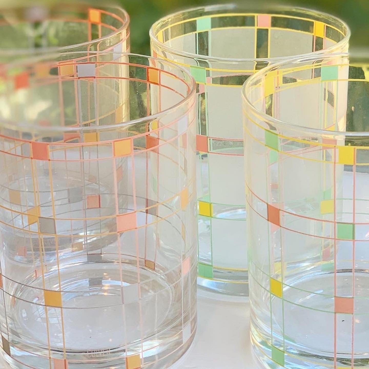 1980s Pastel Double Old Fashioned Glasses (Set of 4)