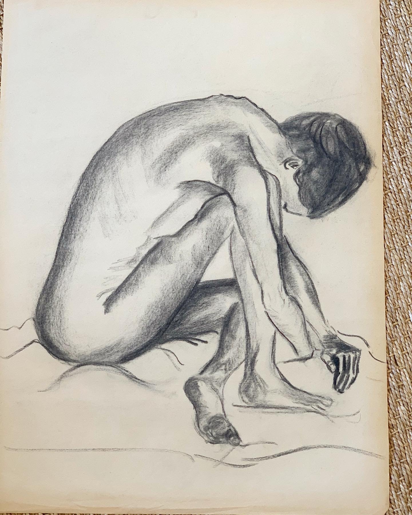 "Crouching Female Nude Study #4" by Curtis