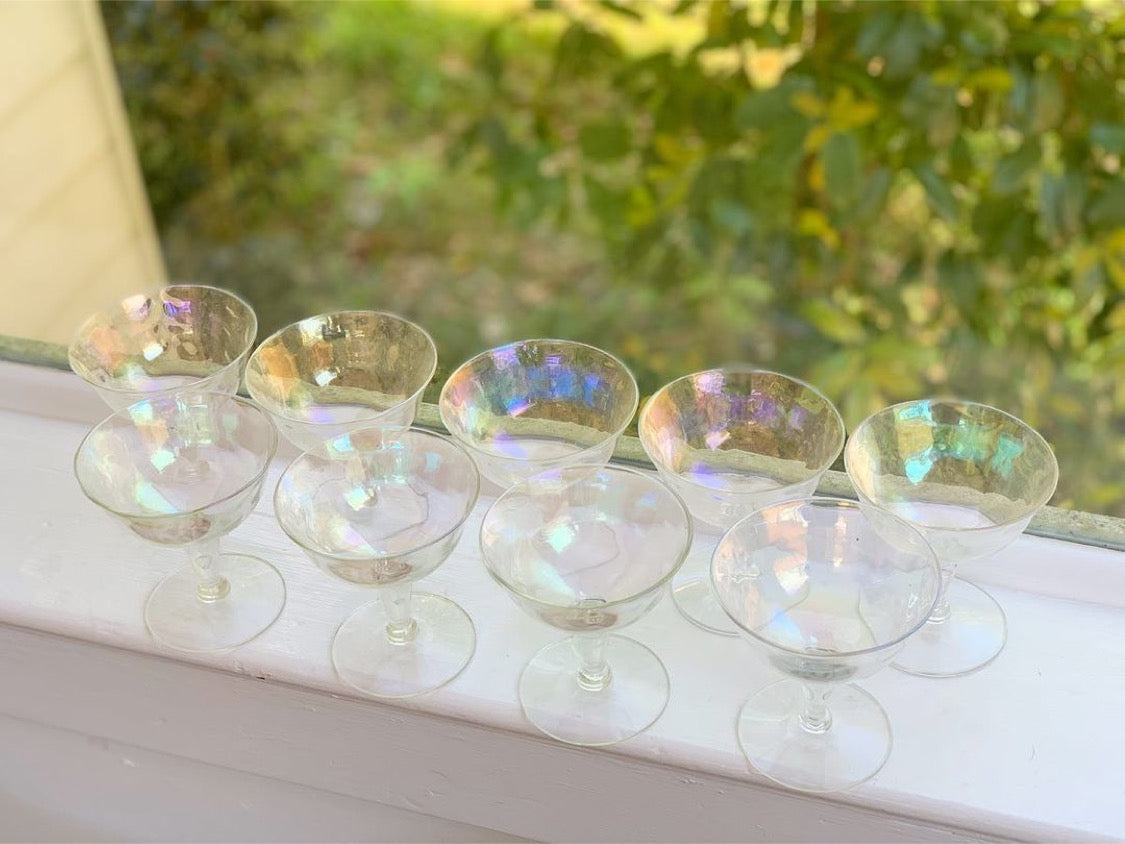 Iridescent Champagne Coupes (Set of 9)
