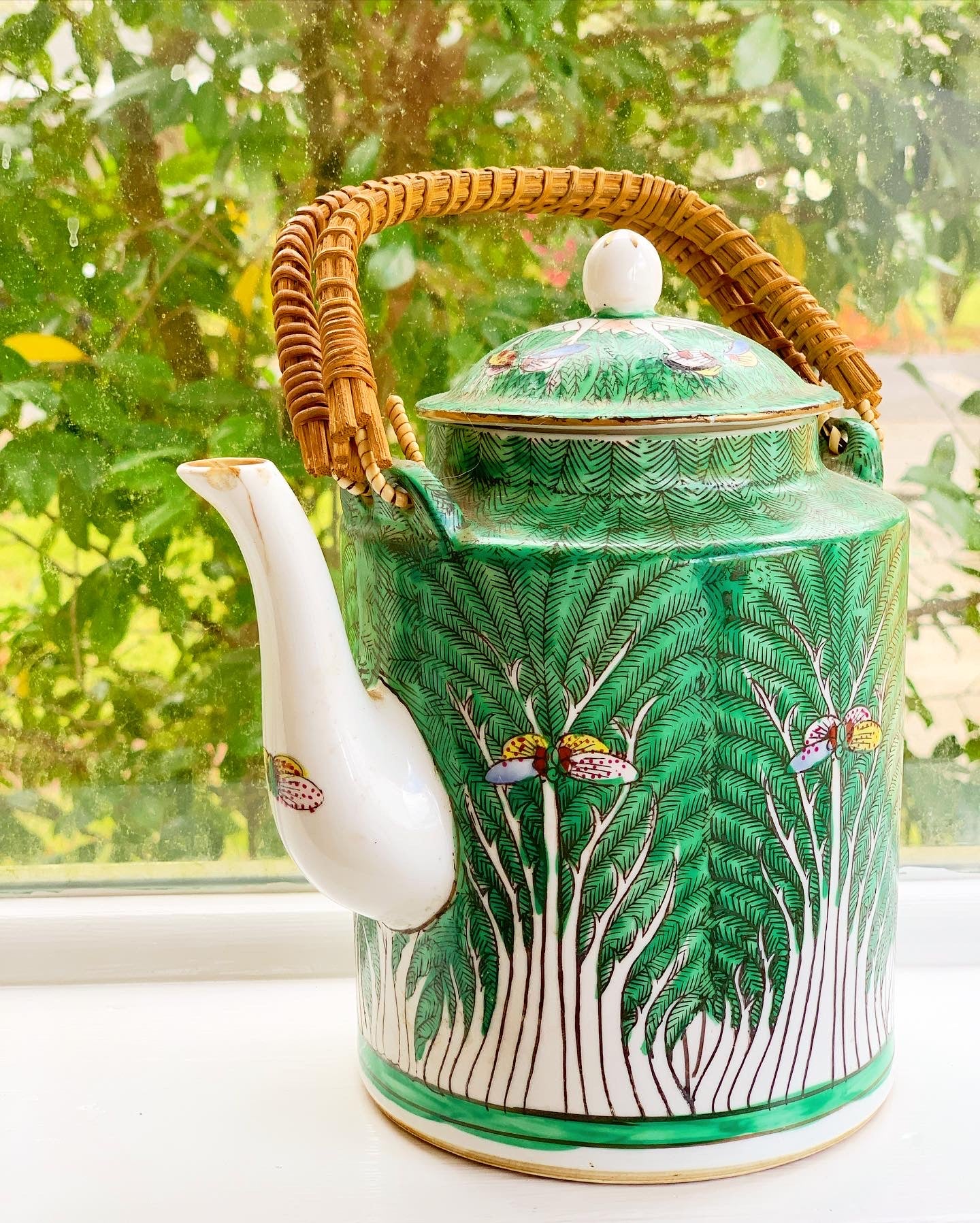 Bok Choy Teapot with Bamboo-Wrapped Handles & Lid