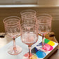 Light Pink Etched Lace Wine Glasses (Set of 4)