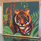 Tiger Needlepoint in Gold Bamboo Frame (14.25x12.75) [1970]